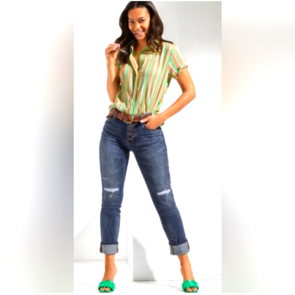 CAbi Straight Buttonfly High-rise Jean